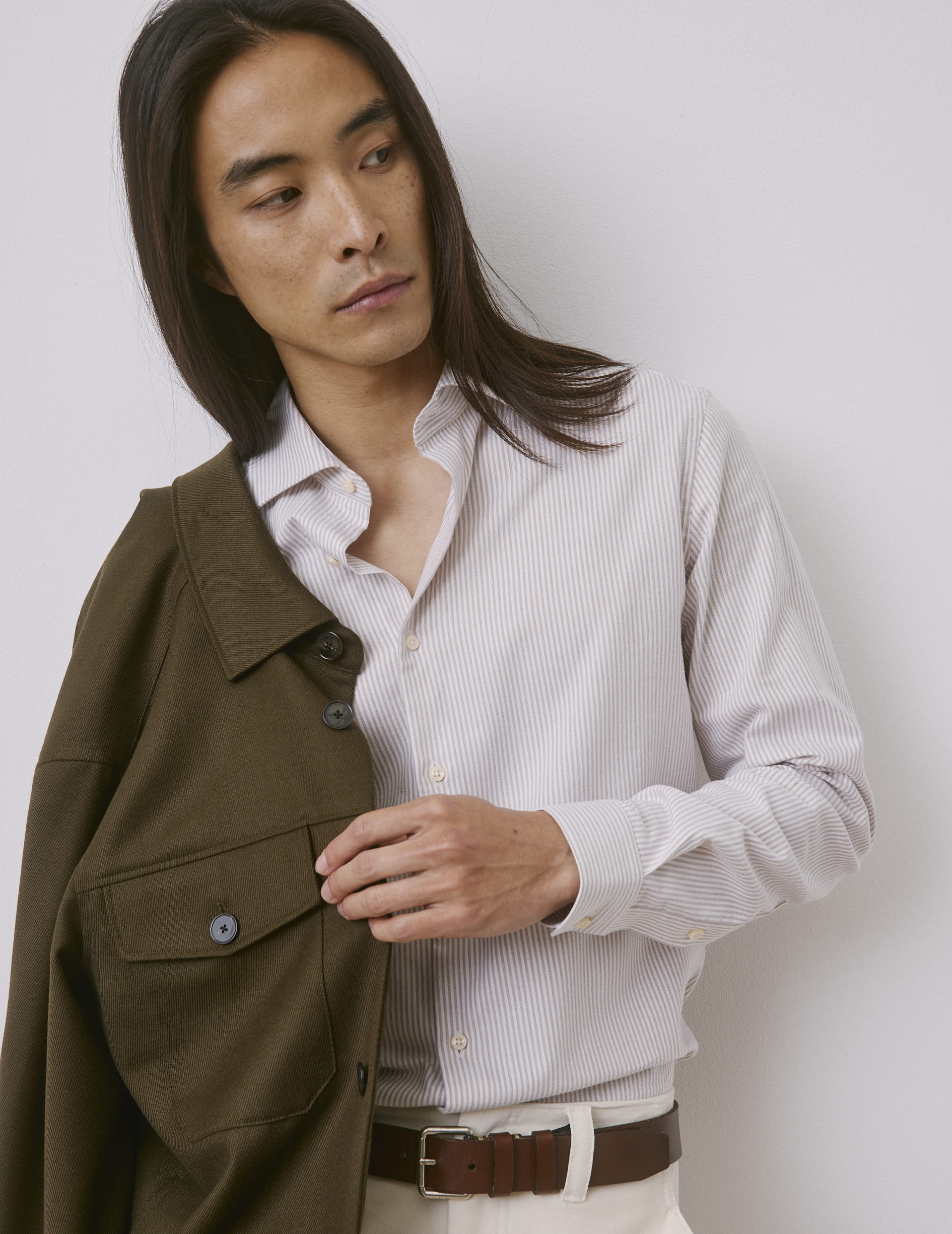 Chemise Aristote rayée beige - Image 3