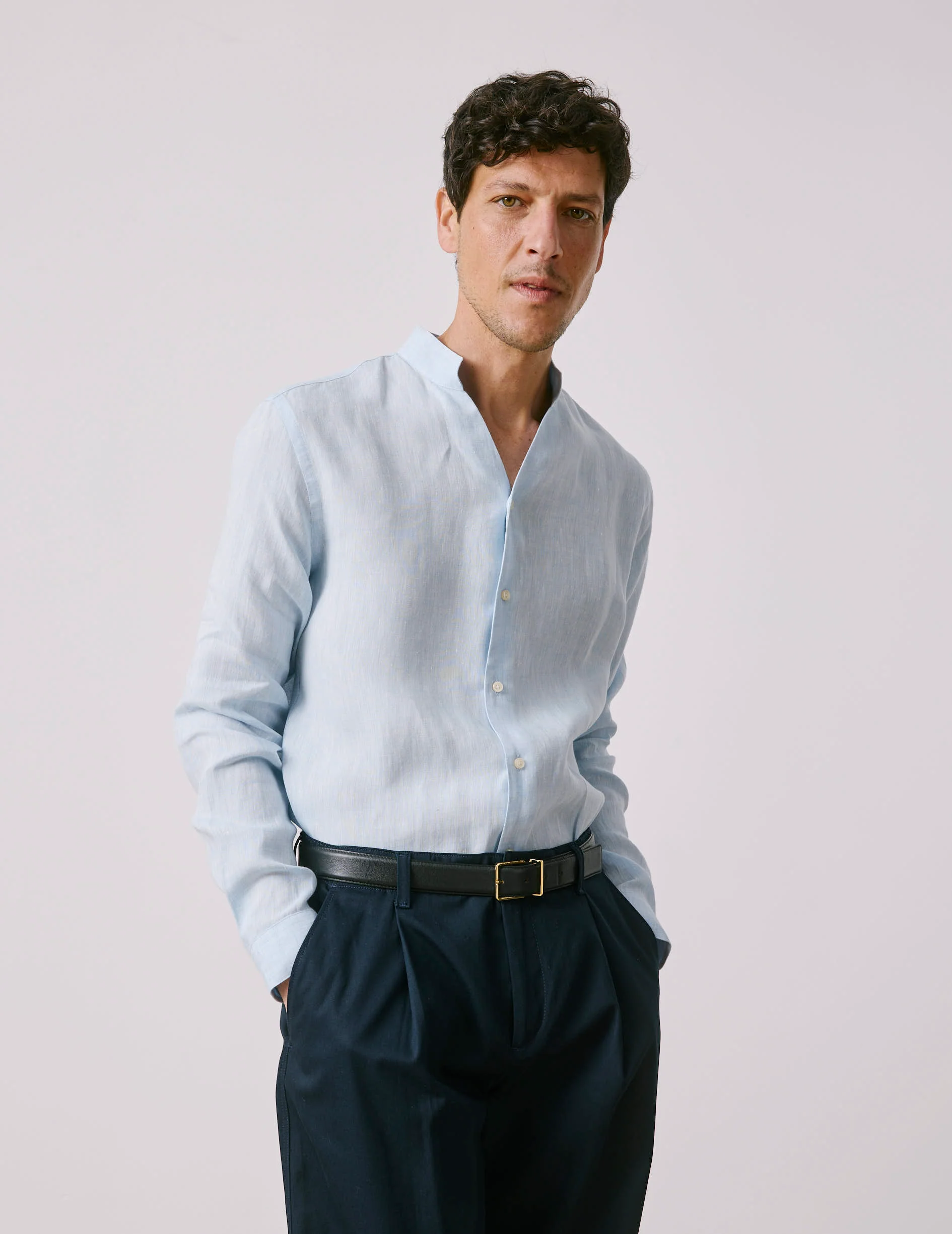 Chemise Carl en lin bleu clair