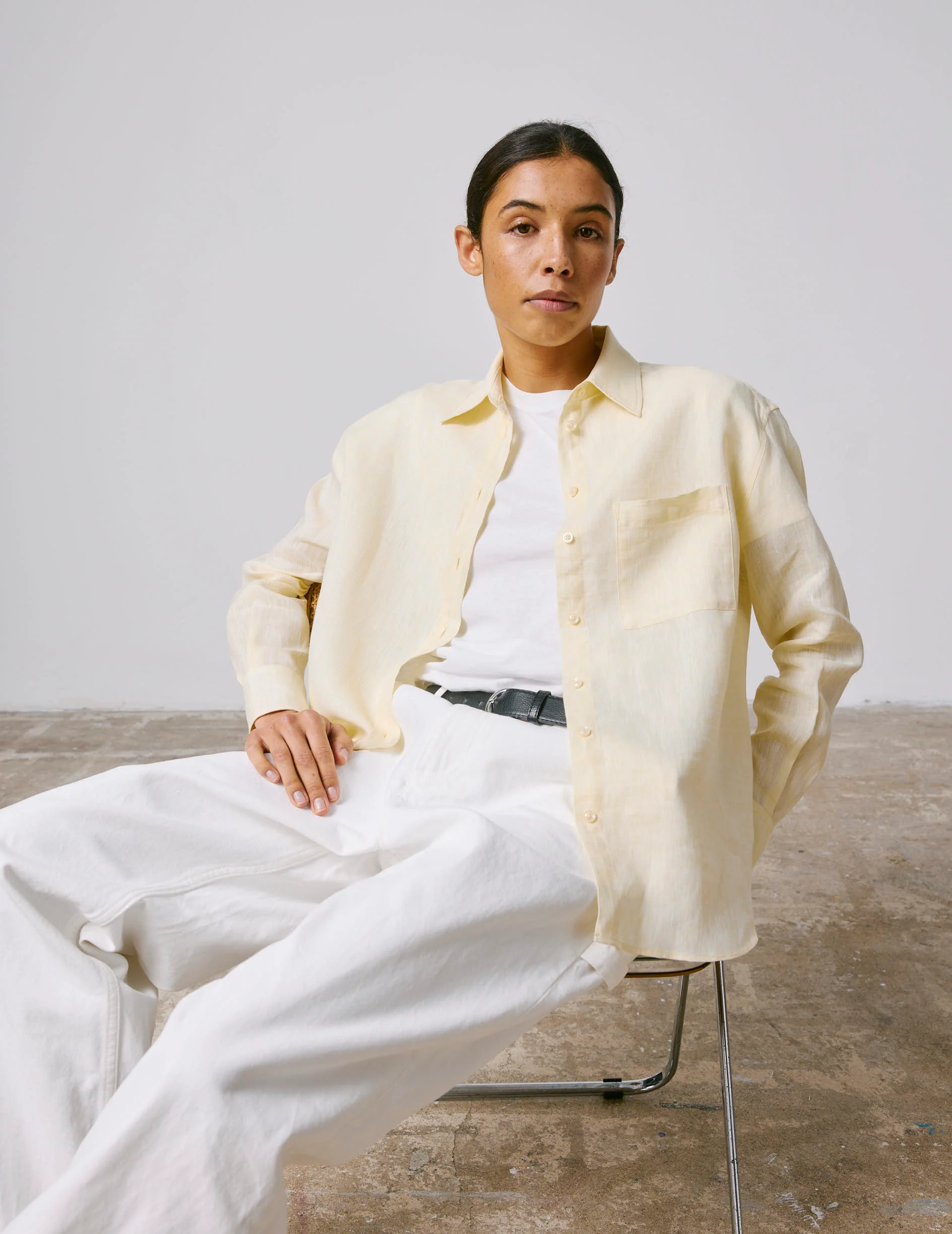 Chemise Charlotte en lin jaune - Image 3