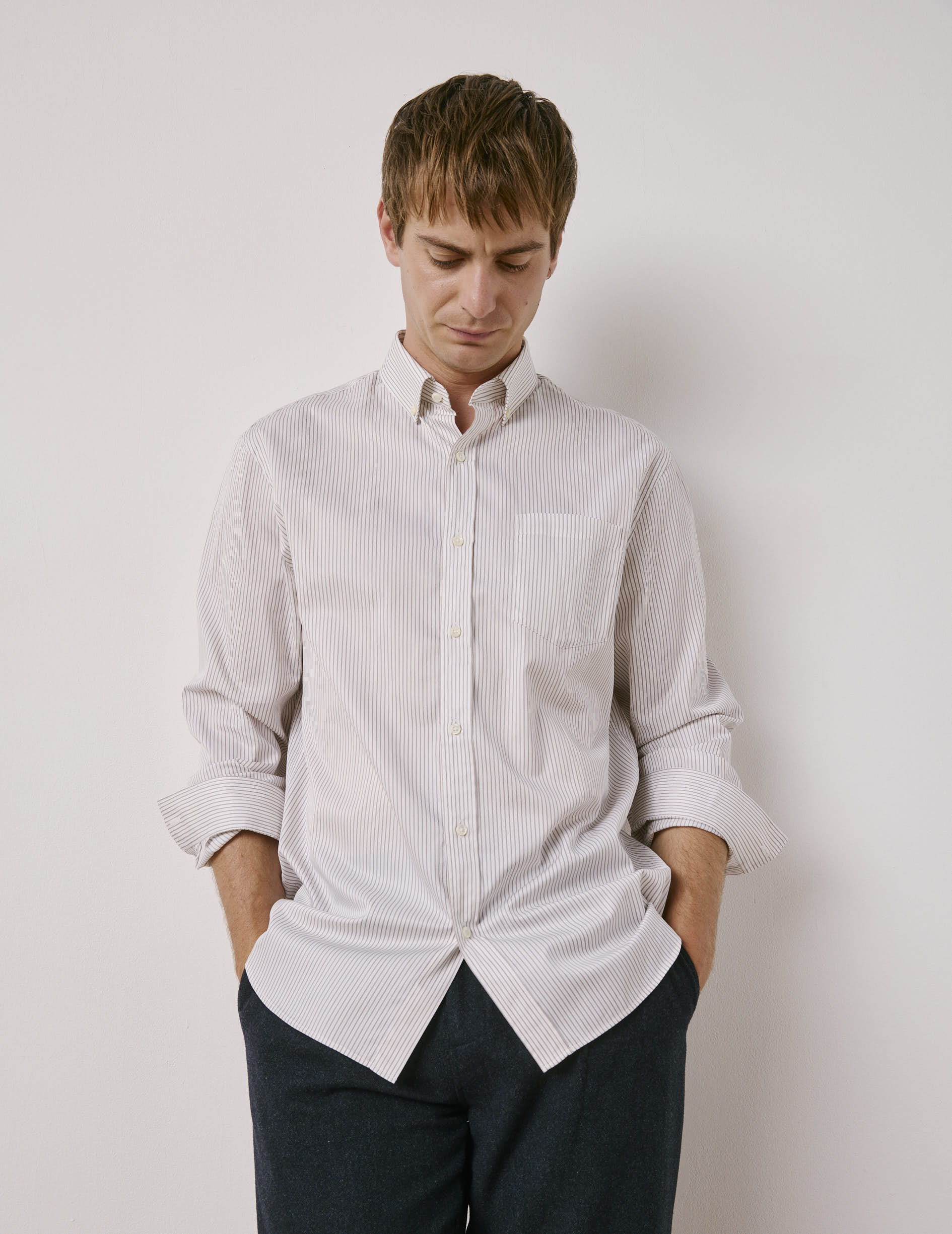 Chemise classique rayée marron - Image 5