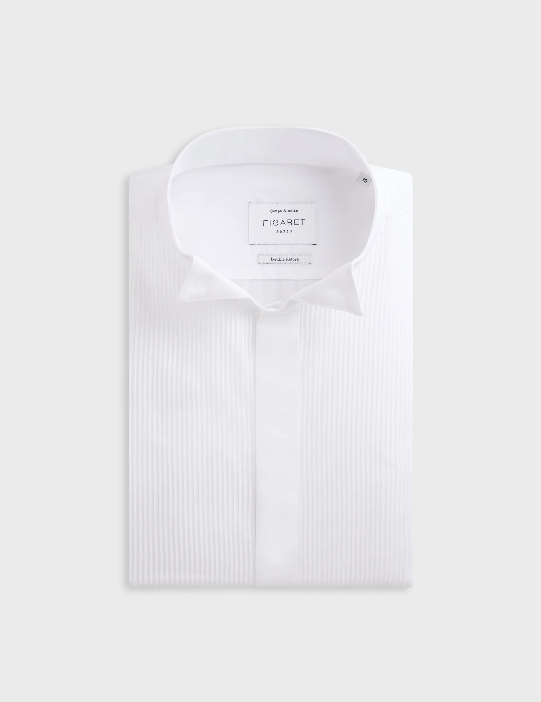 Chemise Ajustée à plastron gorge cachée blanche