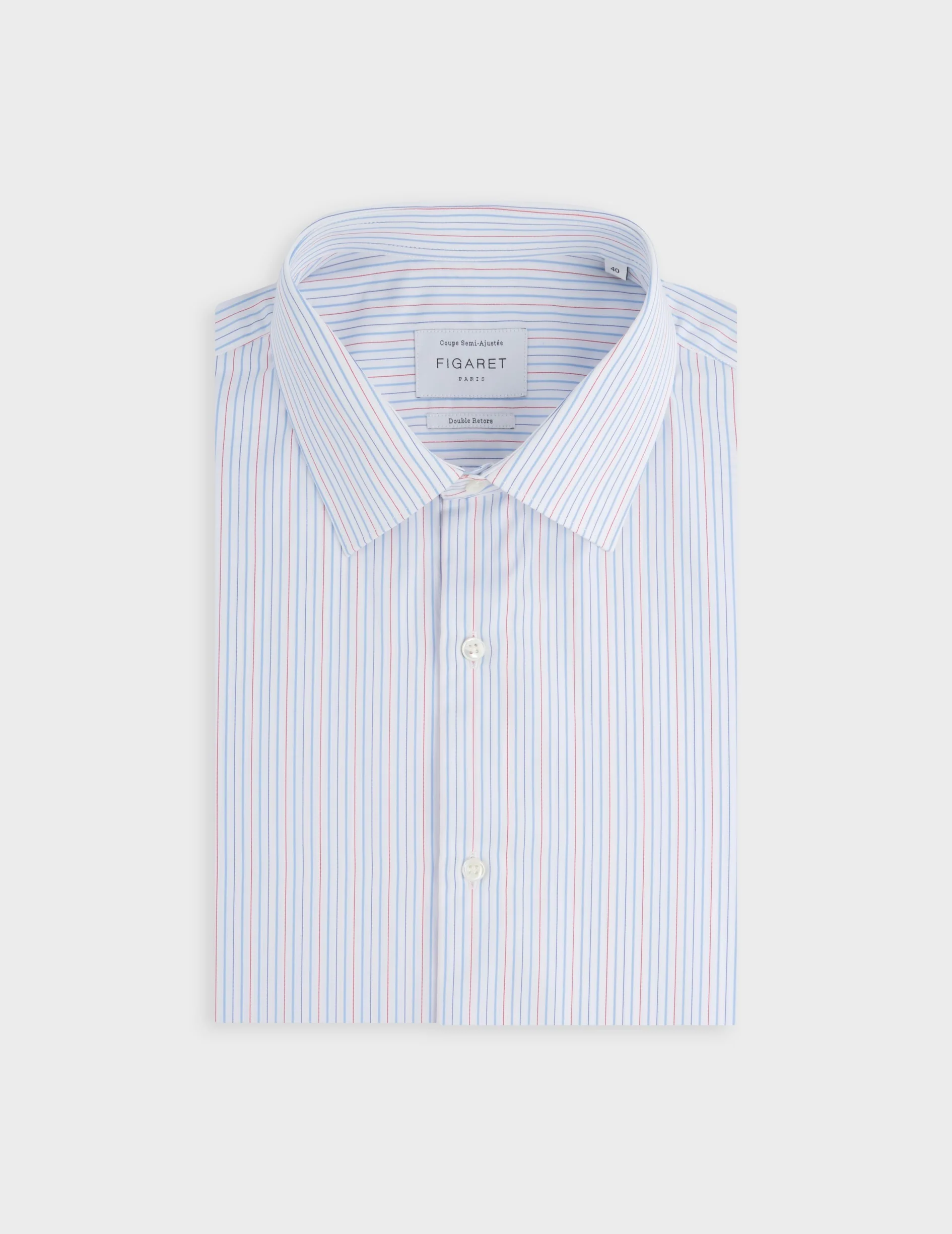 Chemise semi-ajustée rayée rouge