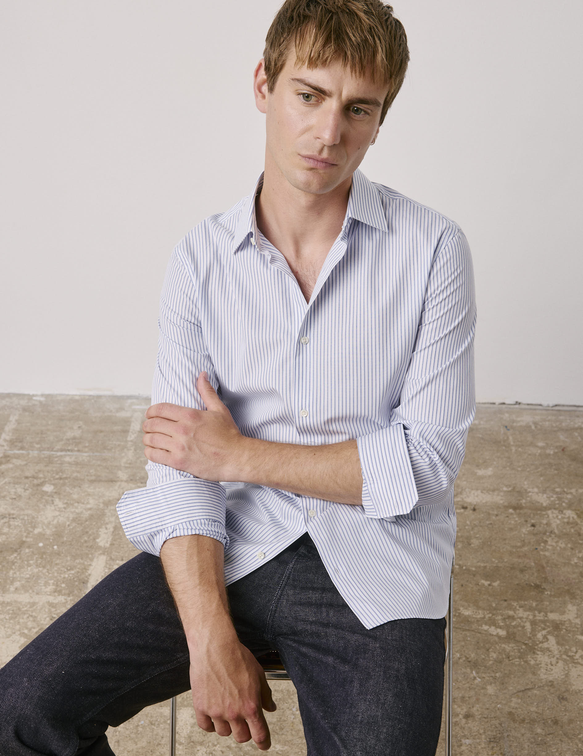 Chemise ajustée rayée bleue - Image 2