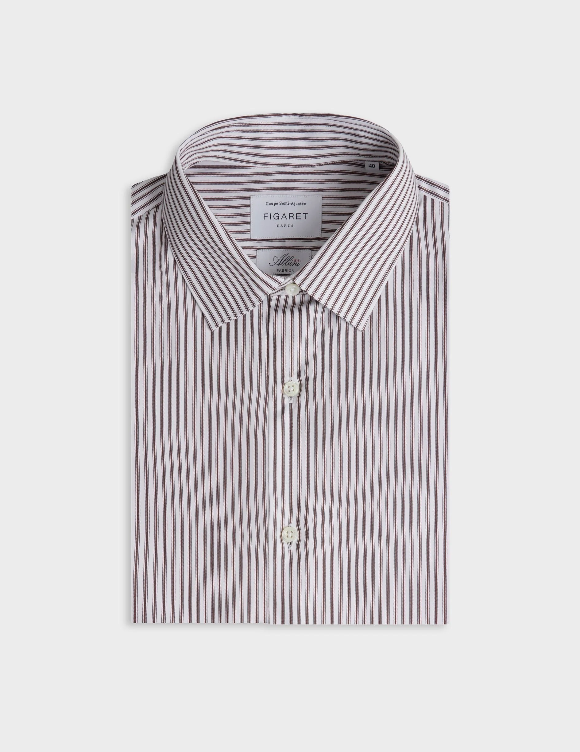 Chemise semi-ajustée rayée marron - Image 4