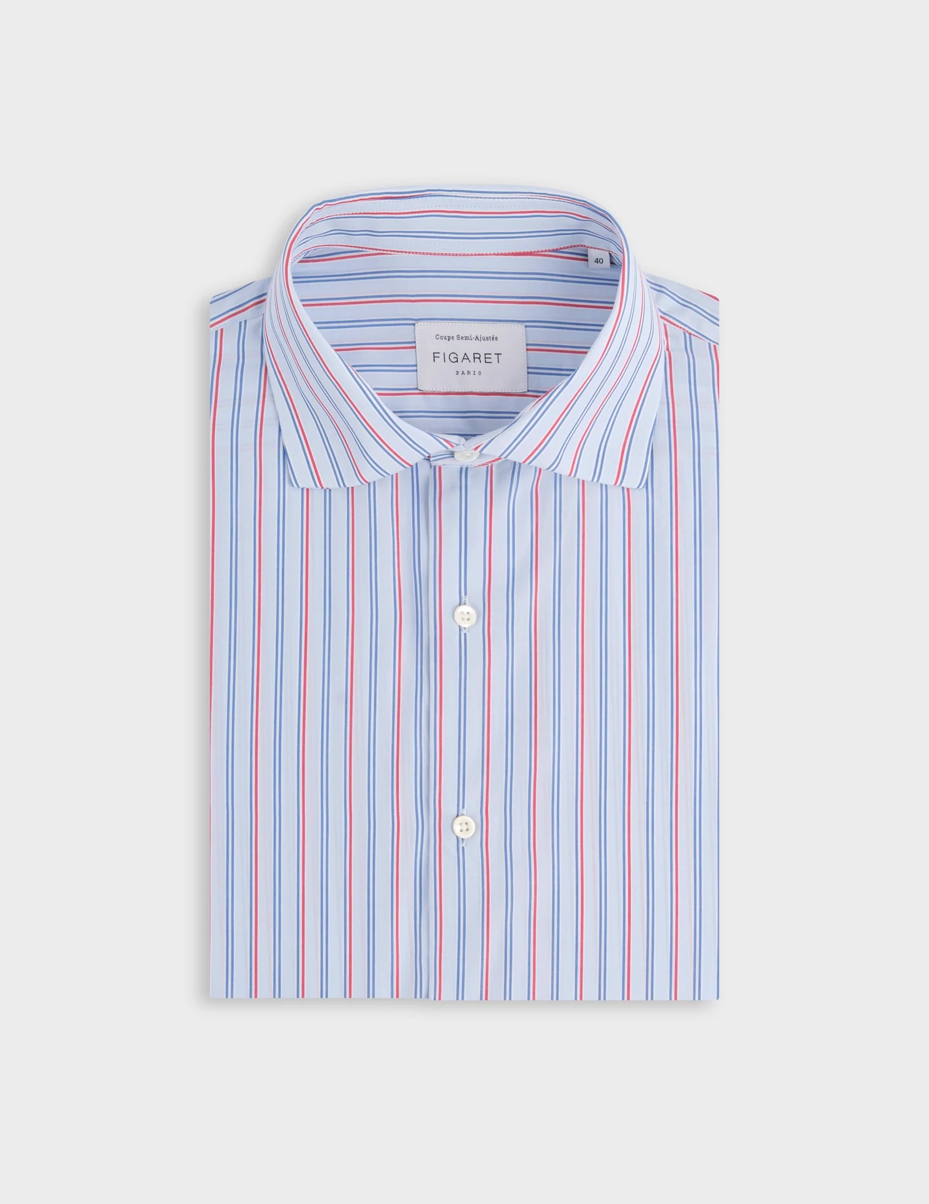 Chemise semi-ajustée rayée rouge