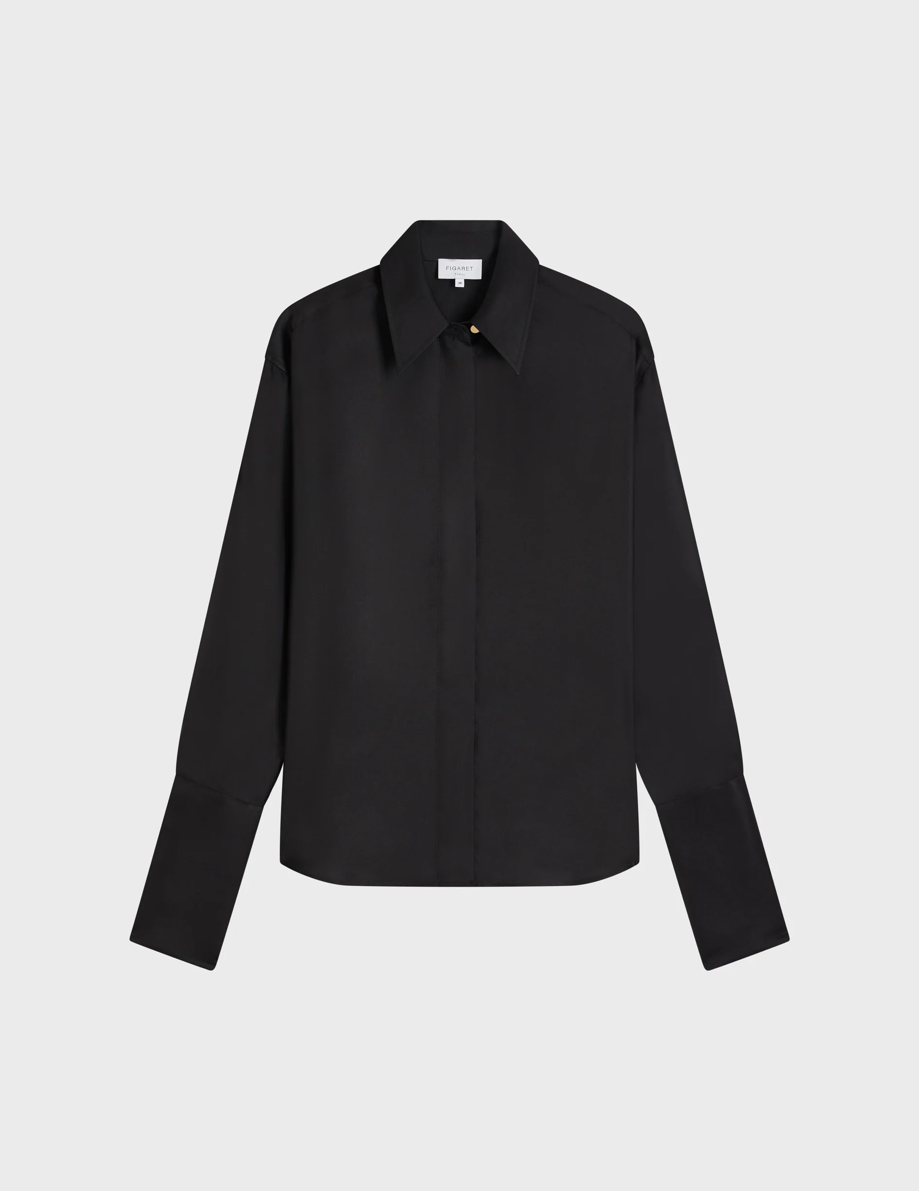 Chemise Irisa gorge cachée en soie noire - Image 2