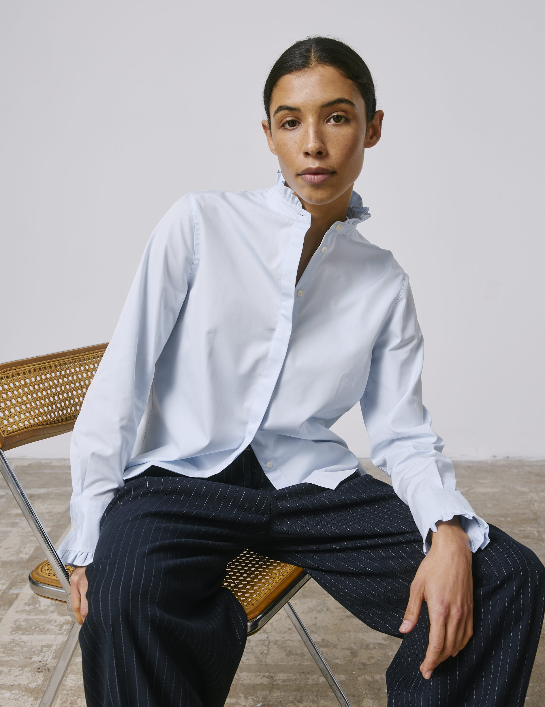 Chemise Louison gorge cachée bleue - Image 4