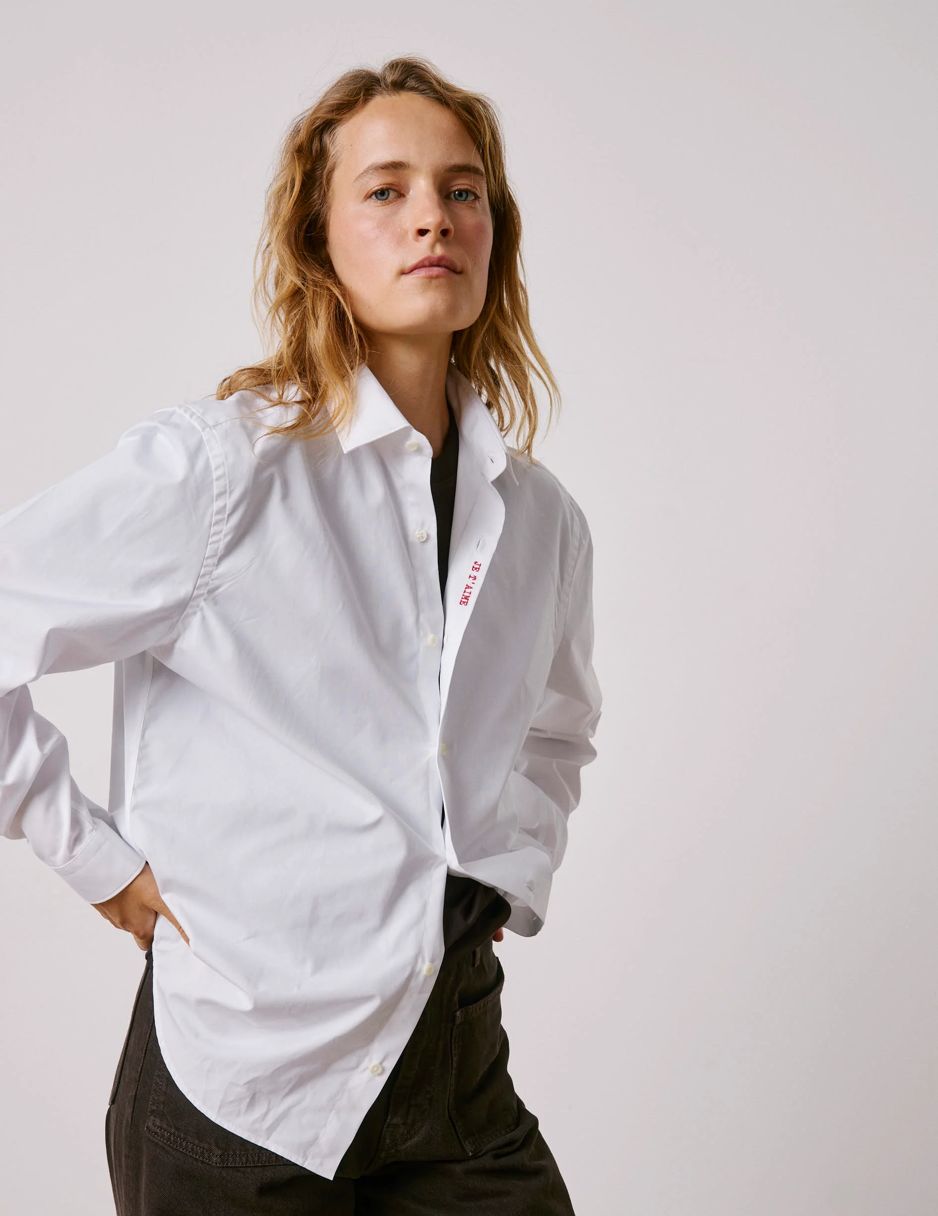 Chemise mixte "Je t'aime" blanche - Image 6