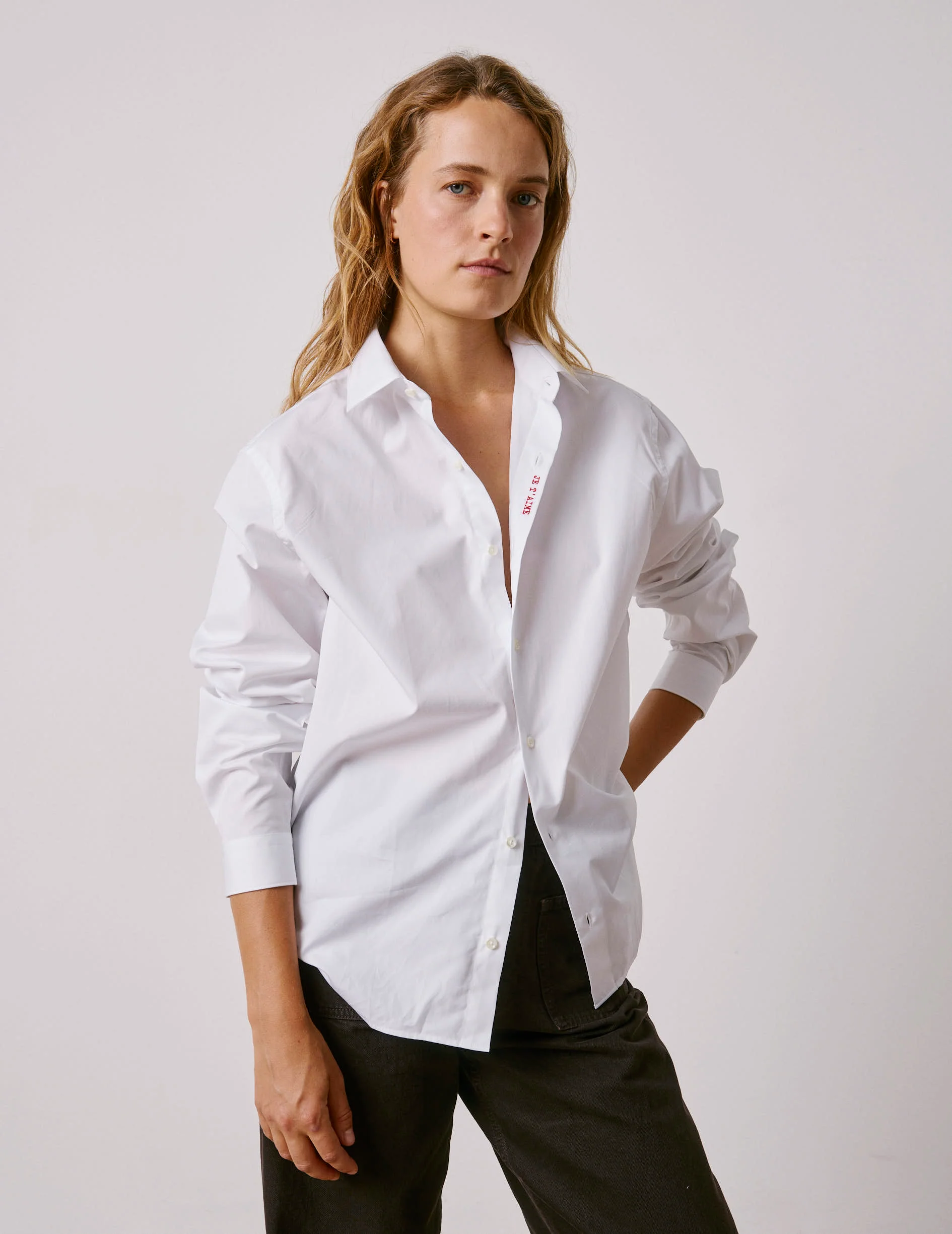 Chemise mixte "Je t'aime" blanche - Image 7